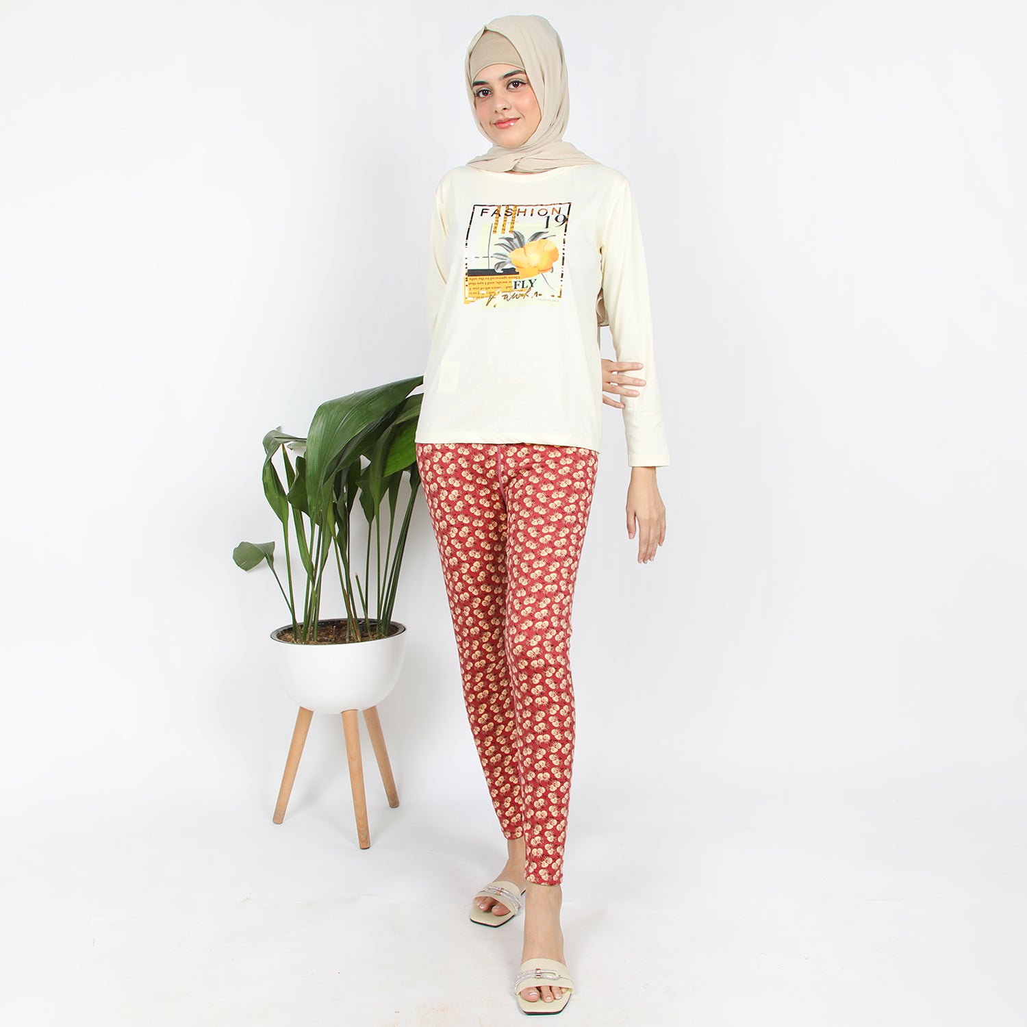 Women's Printed Tight - Rust, Women Pants & Tights, Chase Value, Chase Value