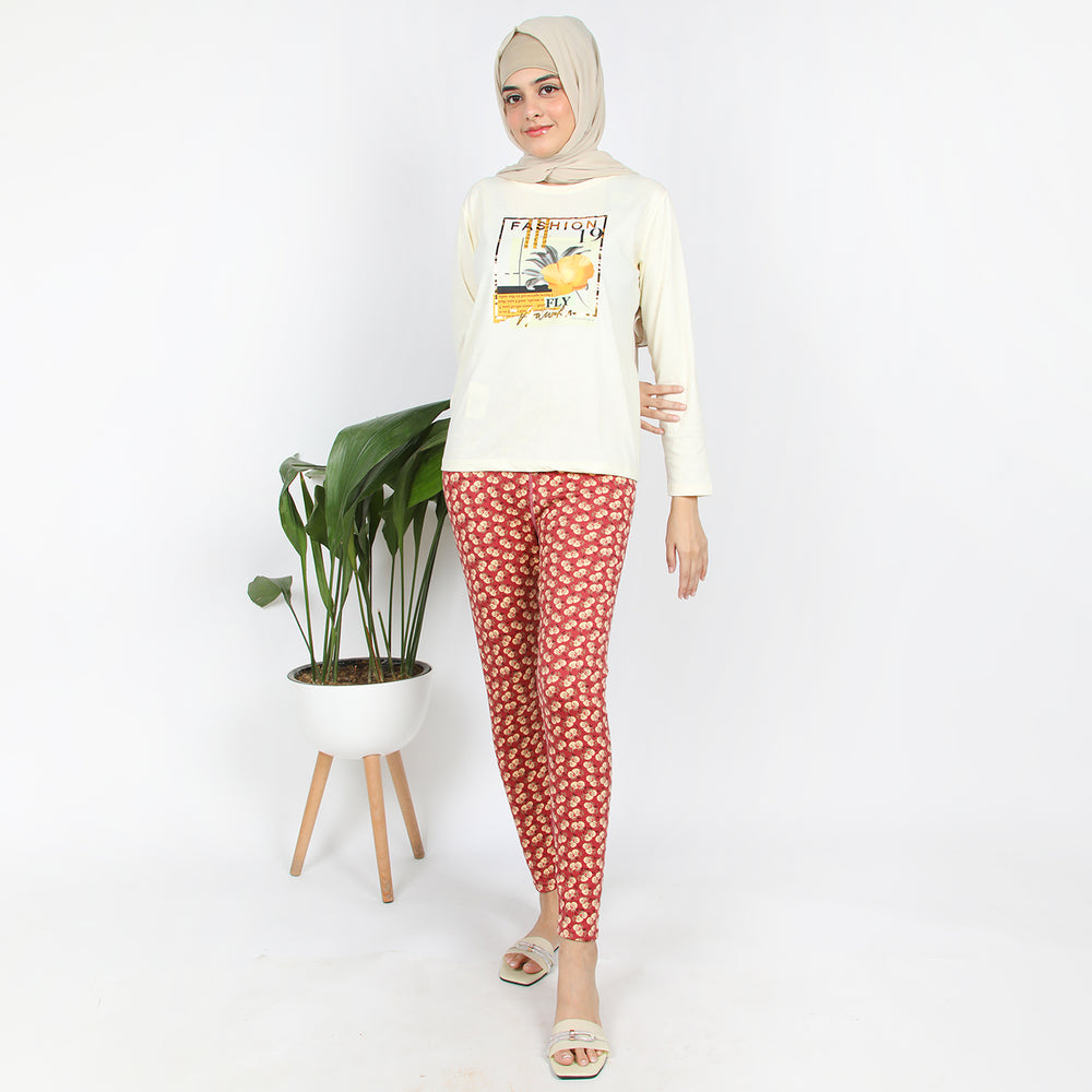 Women's Printed Tight - Rust, Women Pants & Tights, Chase Value, Chase Value