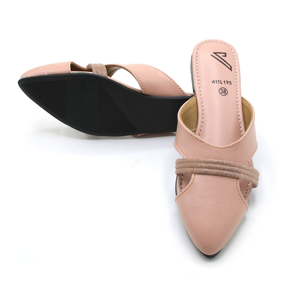 Valuable Women's Backless Pump - Peach, Women Backless Pumps, Chase Value, Chase Value