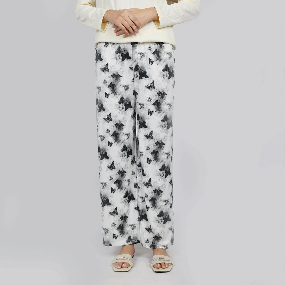 Women's Printed Trouser - White, Women Pants & Tights, Chase Value, Chase Value