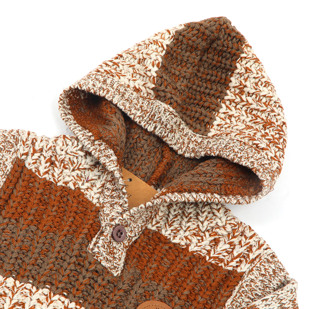 Newborn Boys Full Sleeves Sweater - Mustard & Brown, Newborn Boys Winterwear, Chase Value, Chase Value