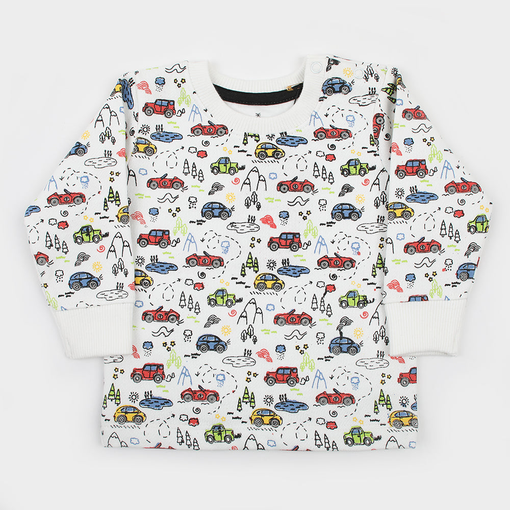 Eminent Newborn Boys Full Sleeves SweatShirt - White, Newborn Boys Winterwear, Eminent, Chase Value