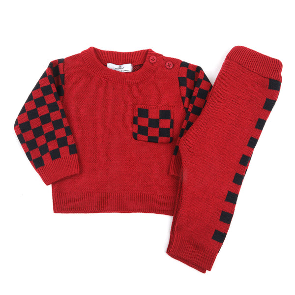 Newborn Boys Sweater Suit - Maroon