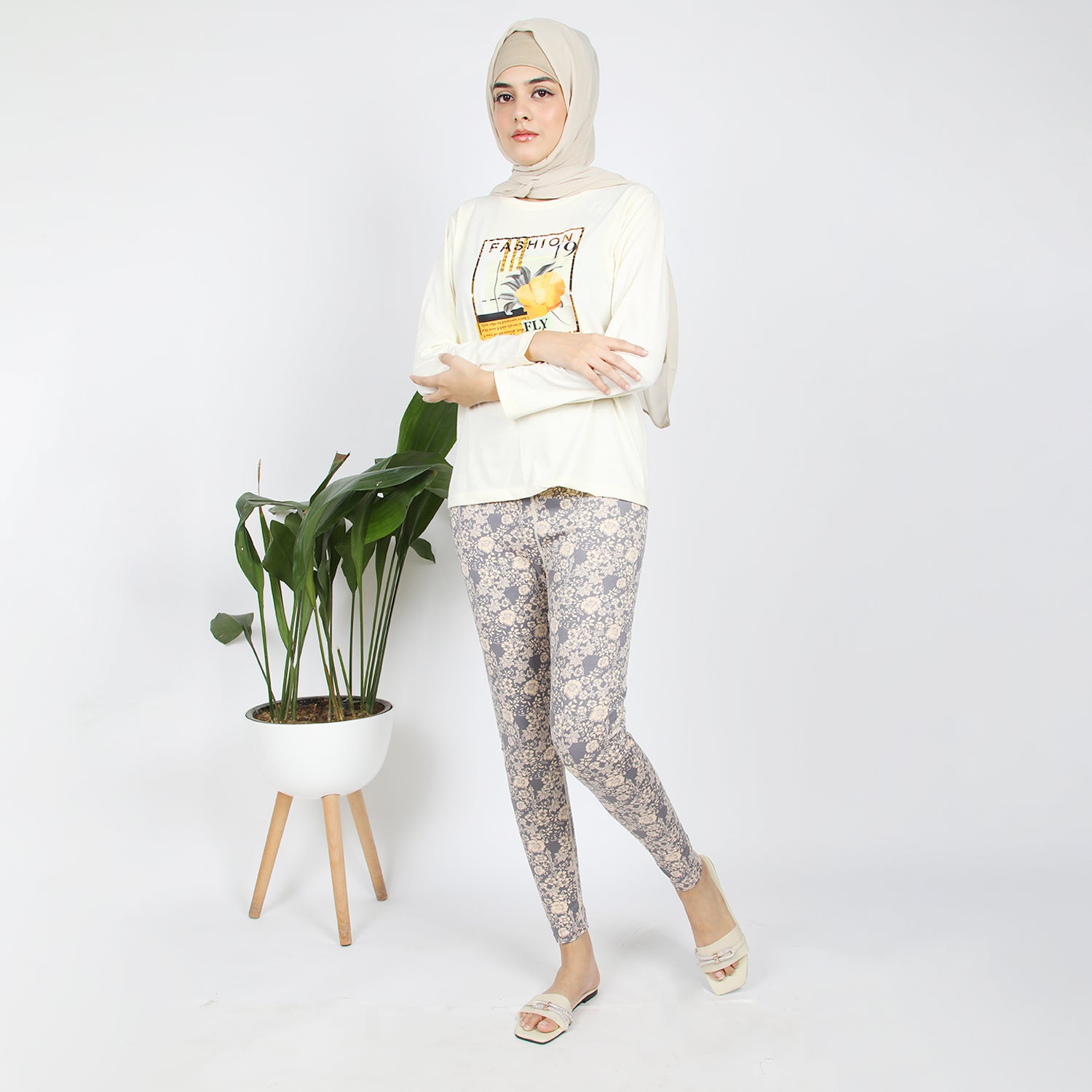 Women's Printed Tight - Grey, Women Pants & Tights, Chase Value, Chase Value