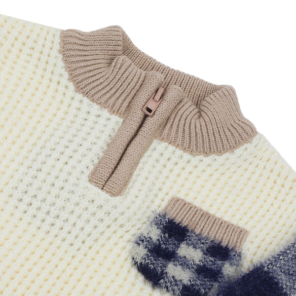 Newborn Boys Sweater Suit - Off White & Navy Blue