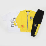 Boys Full Sleeves 3pcs Suit - Yellow, Boys Sets & Suits, Chase Value, Chase Value