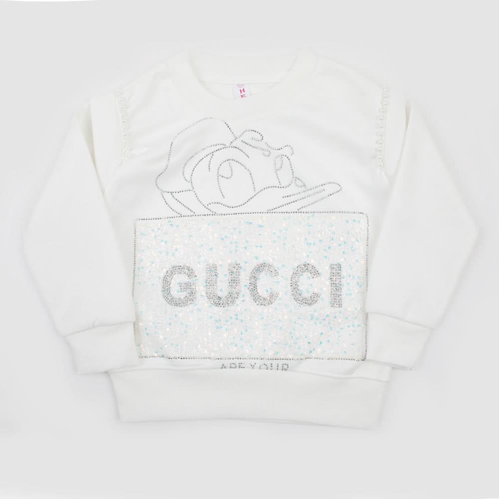 Girls Full Sleeves Sweatshirt - White, Girls Hoodies & Sweat Shirts, Chase Value, Chase Value