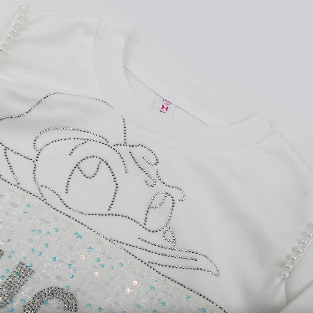 Girls Full Sleeves Sweatshirt - White, Girls Hoodies & Sweat Shirts, Chase Value, Chase Value