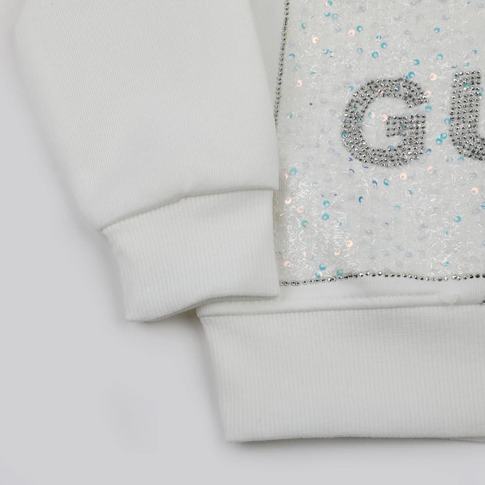 Girls Full Sleeves Sweatshirt - White, Girls Hoodies & Sweat Shirts, Chase Value, Chase Value