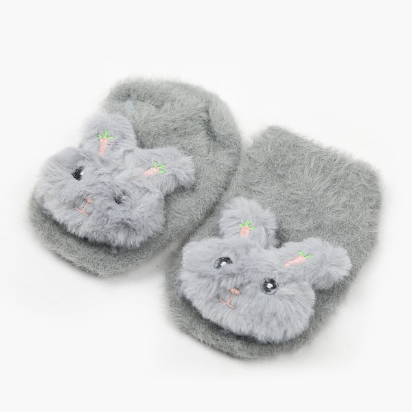 Newborn Fur Silicon Socks - Grey