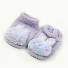 Newborn Fur Silicon Socks - Purple