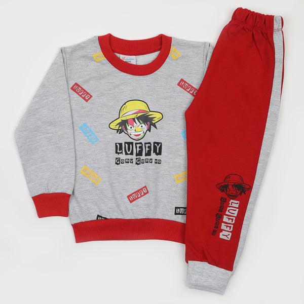Boys Full Sleeves Round Neck Suit - Red