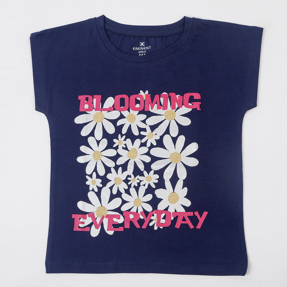 Eminent Girls Half Sleeves T-Shirt - Mid Blue, Girls T-Shirts, Eminent, Chase Value