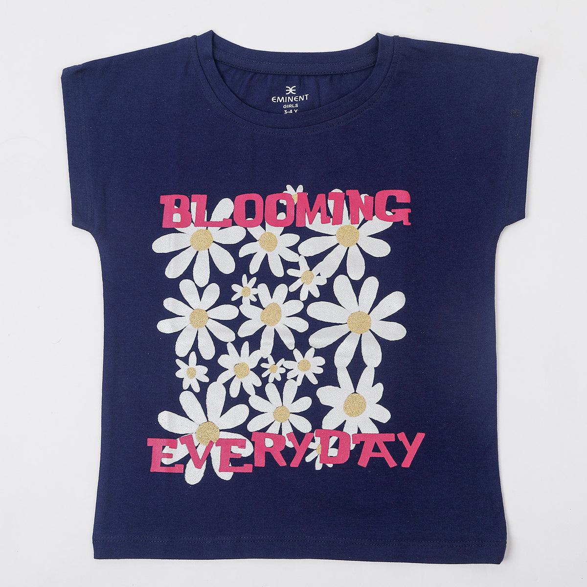 Eminent Girls Half Sleeves T-Shirt - Mid Blue, Girls T-Shirts, Eminent, Chase Value