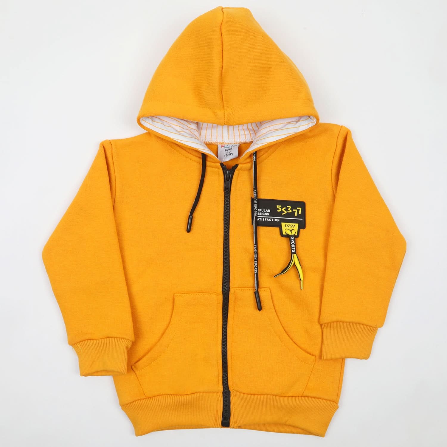 Boys Full Sleeves Zipper Hoodie - Mustard, Boys Hoodies & Sweat Shirts, Chase Value, Chase Value