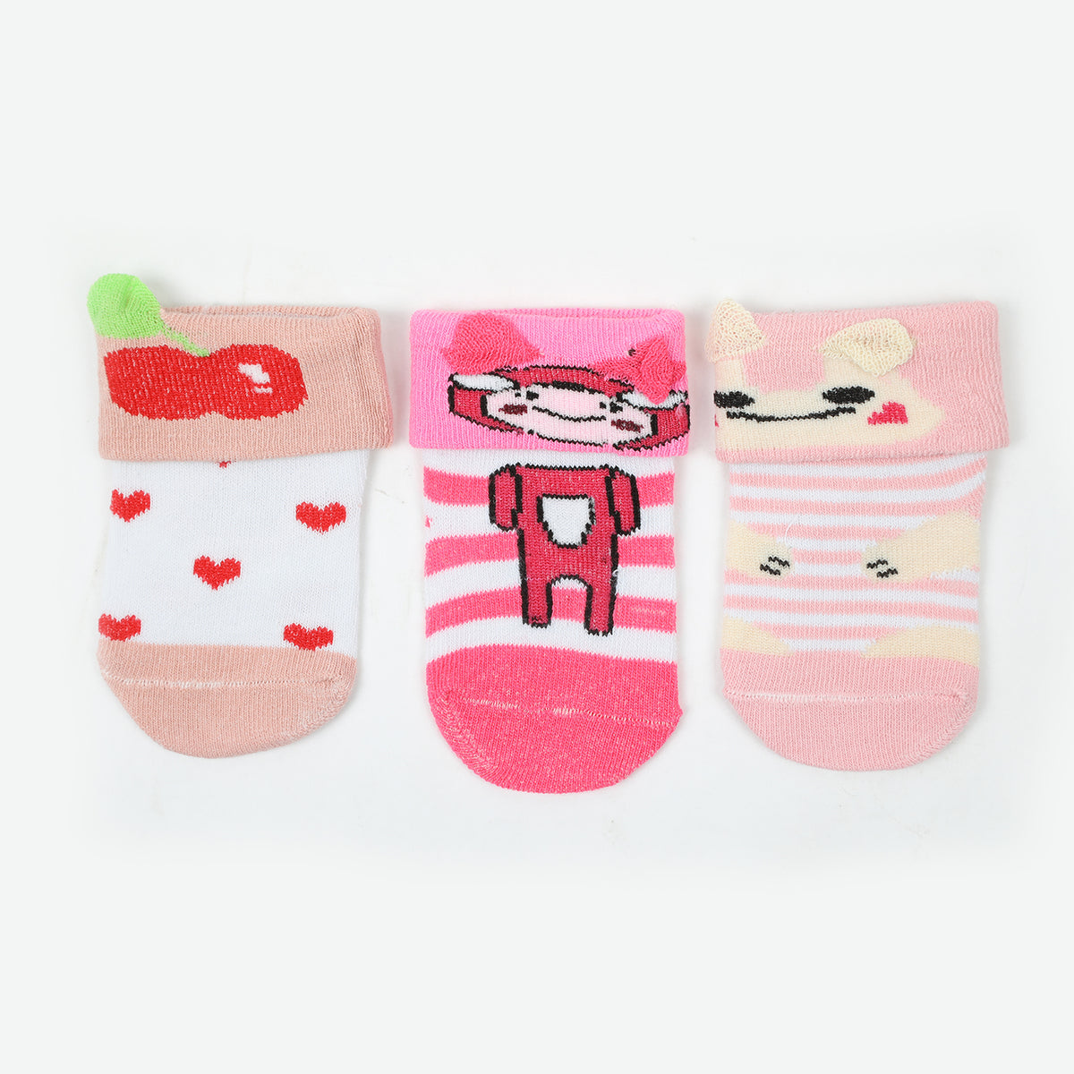Girls 3Pc Socks - Multi Color, Girls Socks, Chase Value, Chase Value