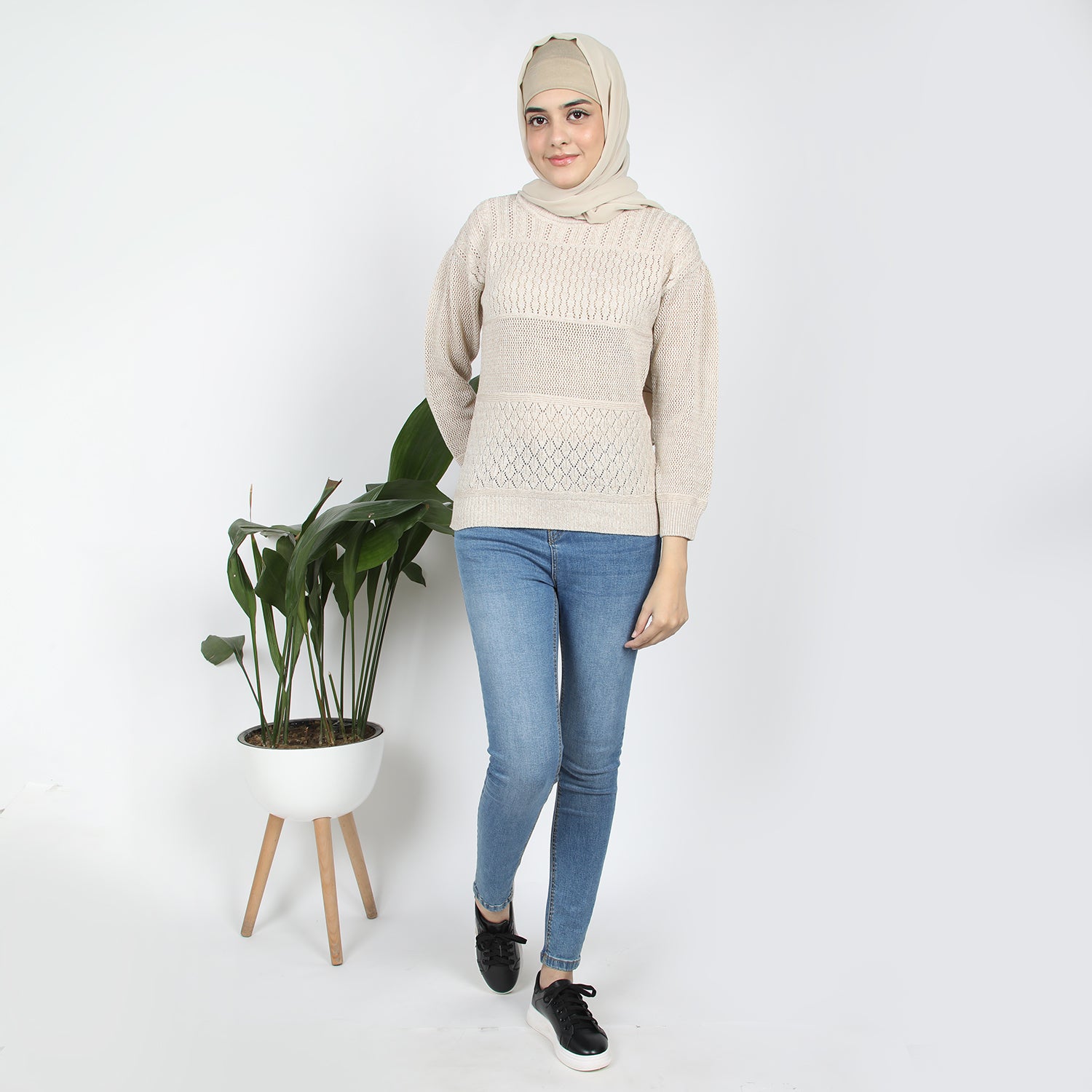 Eminent Women's Full Sleeves Sweater - Oatmeal, Women Sweaters, Eminent, Chase Value