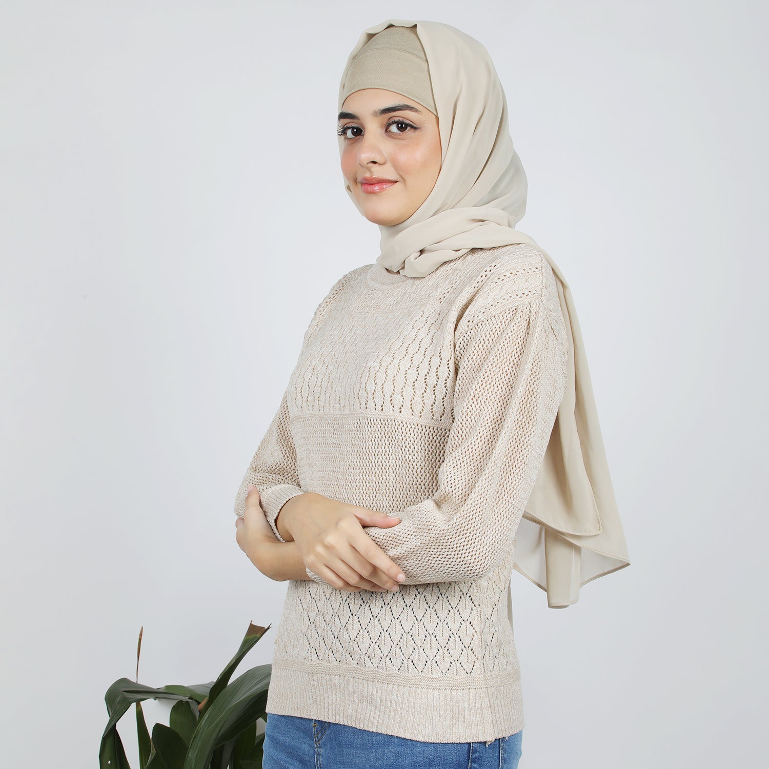 Eminent Women's Full Sleeves Sweater - Oatmeal, Women Sweaters, Eminent, Chase Value