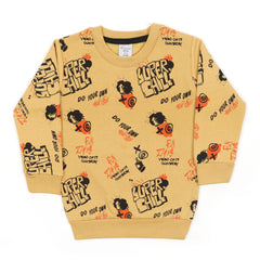 Boys Full Sleeves Round Neck T-Shirt - Khaki