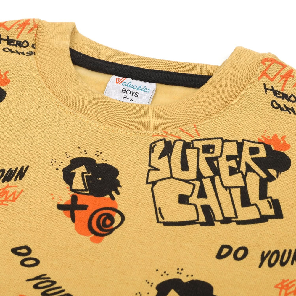Boys Full Sleeves Round Neck T-Shirt - Khaki, Boys T-Shirts, Chase Value, Chase Value