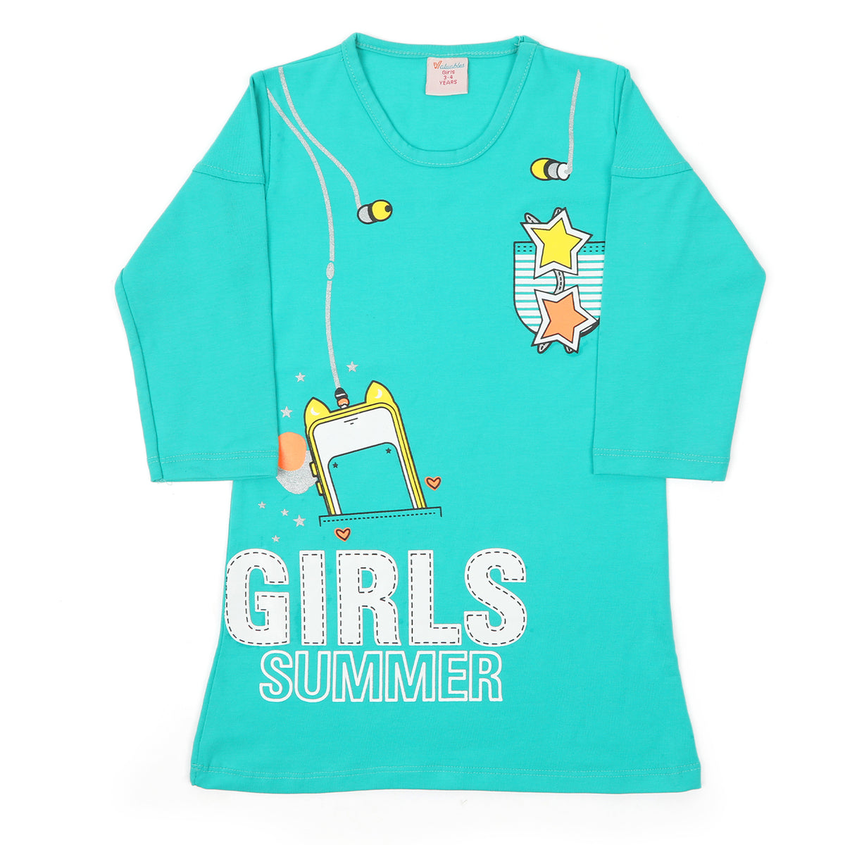 Girls Full Sleeves Top - Sea Green, Girls Tops, Chase Value, Chase Value