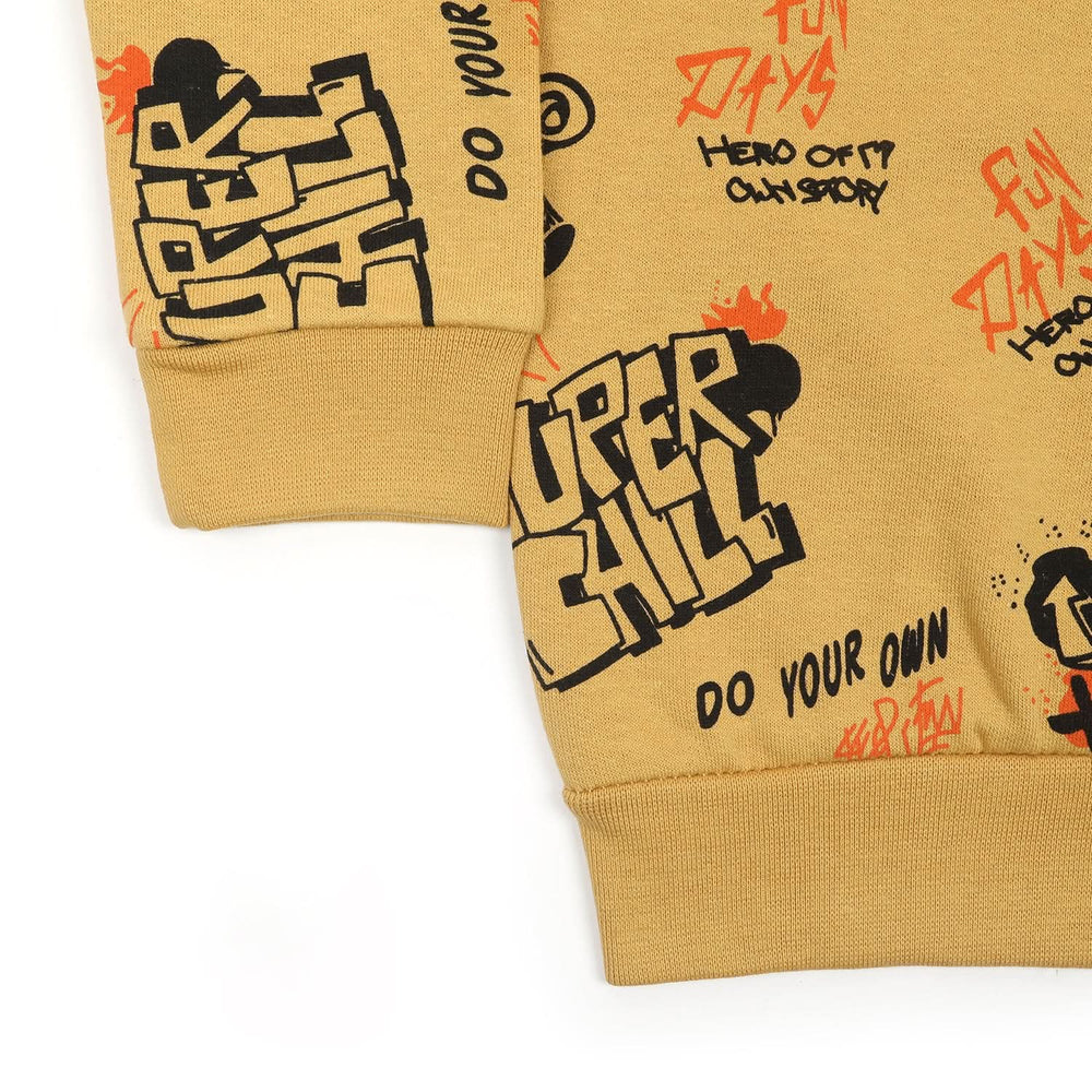 Boys Full Sleeves Round Neck T-Shirt - Khaki, Boys T-Shirts, Chase Value, Chase Value