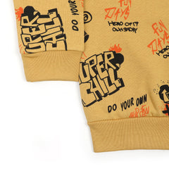 Boys Full Sleeves Round Neck T-Shirt - Khaki