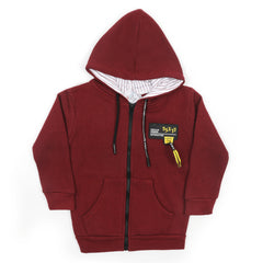 Boys Full Sleeves Zipper Hoodie - Maroon