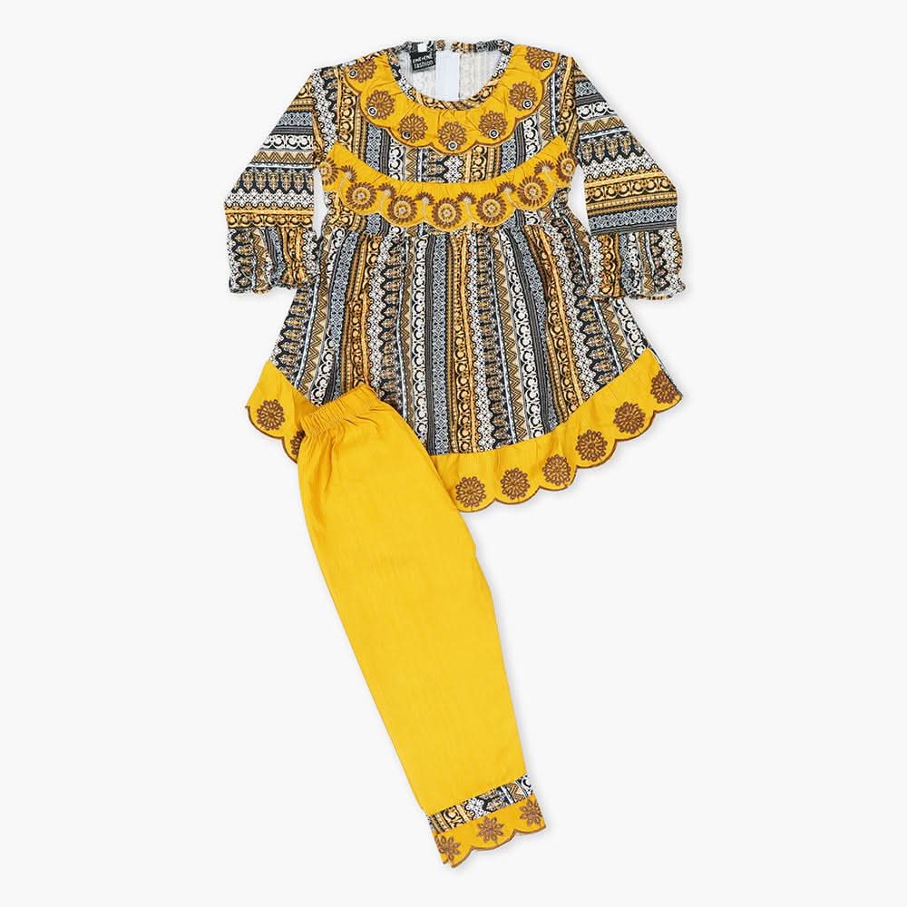 Girls Embroidered Shalwar Suit - Mustard, Girls Shalwar Kameez, Chase Value, Chase Value