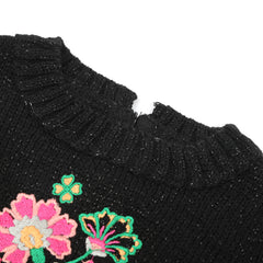 Newborn Girls Full Sleeves Sweater - Black