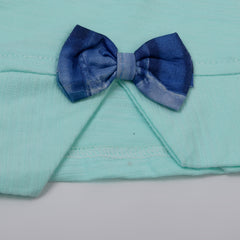 Girls Tight Half Sleeves Suit - Cyan