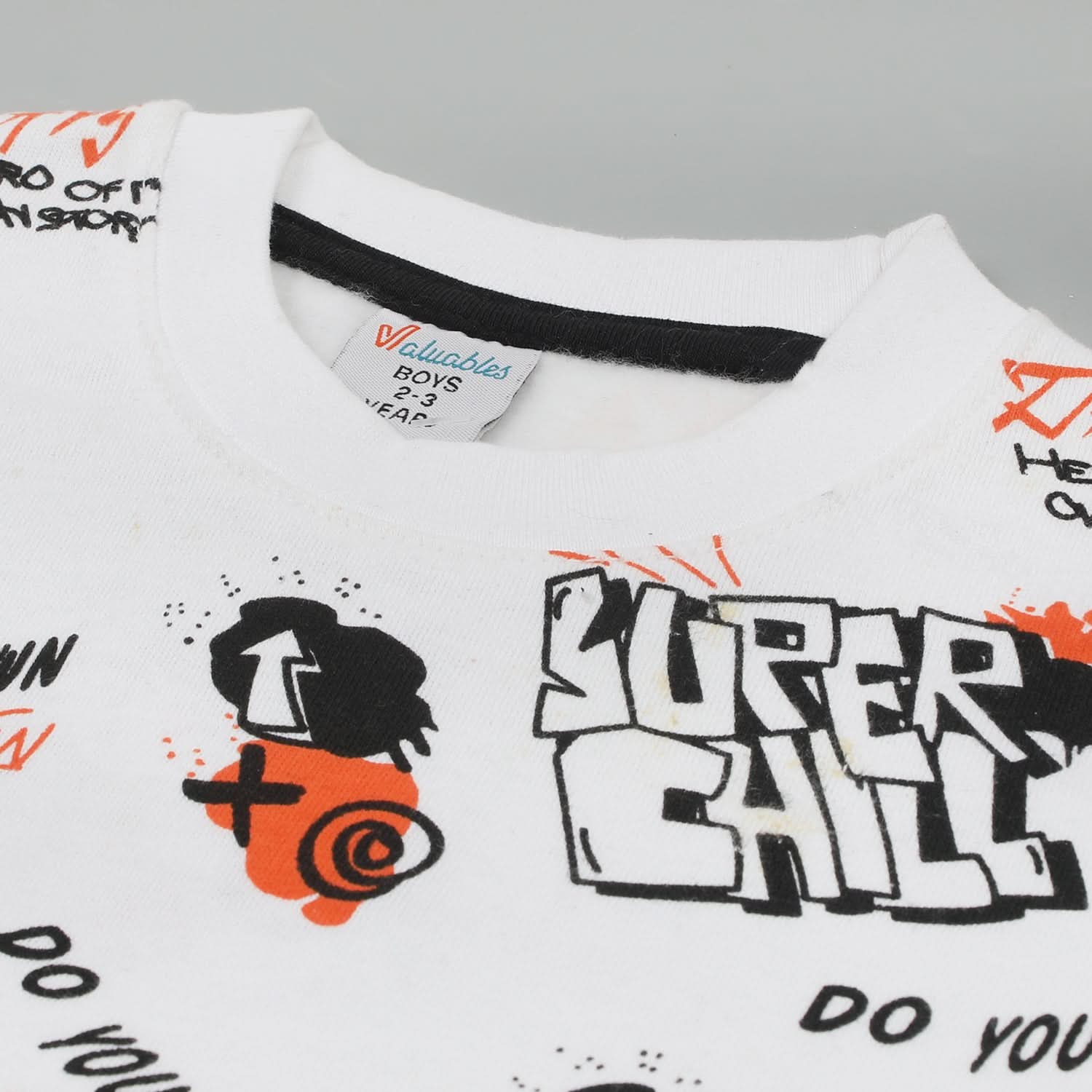 Boys Full Sleeves Round Neck T-Shirt - White, Boys T-Shirts, Chase Value, Chase Value