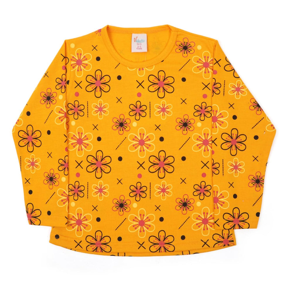 Girls Full Sleeves T-Shirt - Mustard, Girls T-Shirts, Chase Value, Chase Value