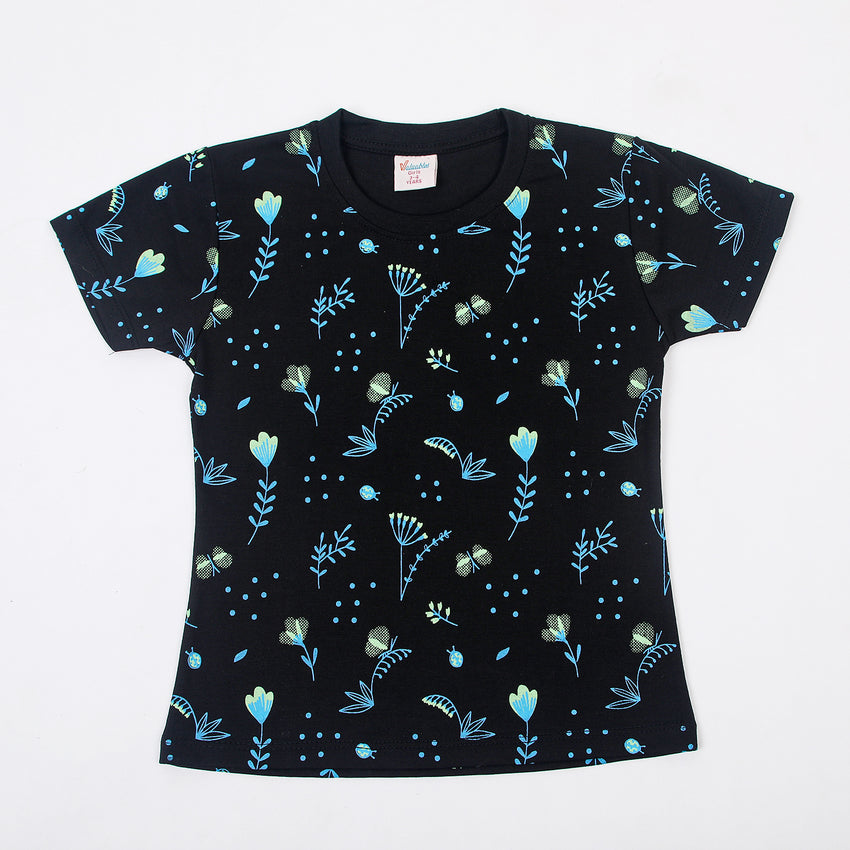 Girls Half Sleeves T-Shirt - Black