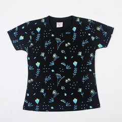 Girls Half Sleeves T-Shirt - Black
