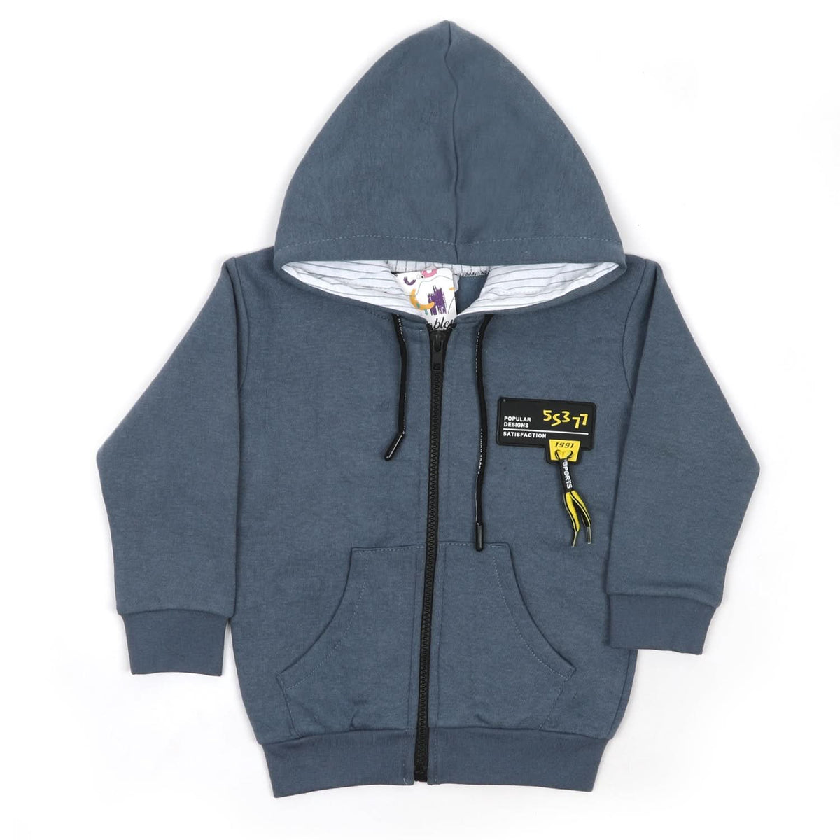 Boys Full Sleeves Zipper Hoodie - Steel Blue, Boys Hoodies & Sweat Shirts, Chase Value, Chase Value