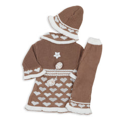 Newborn Girls Full Sleeves Sweater Suit - Brown