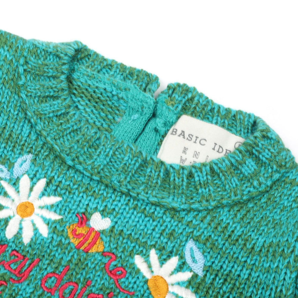 Newborn Girls Full Sleeves Sweater - Green, Newborn Girls Winterwear, Chase Value, Chase Value