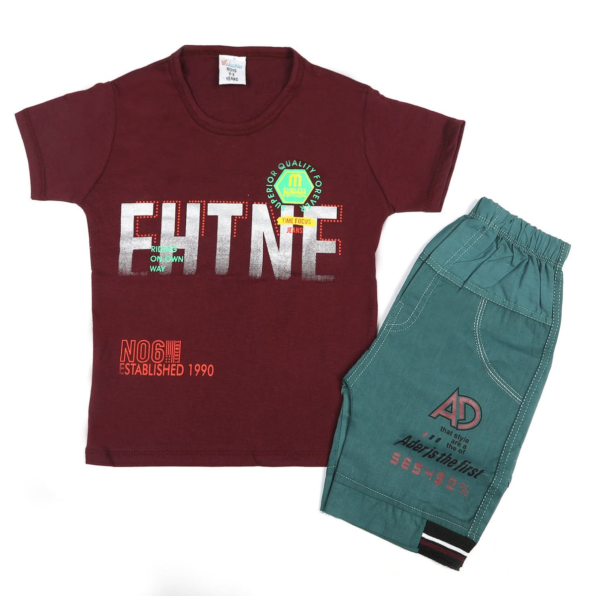 Boys Half Sleeves Short Suit - Maroon, Boys Sets & Suits, Chase Value, Chase Value