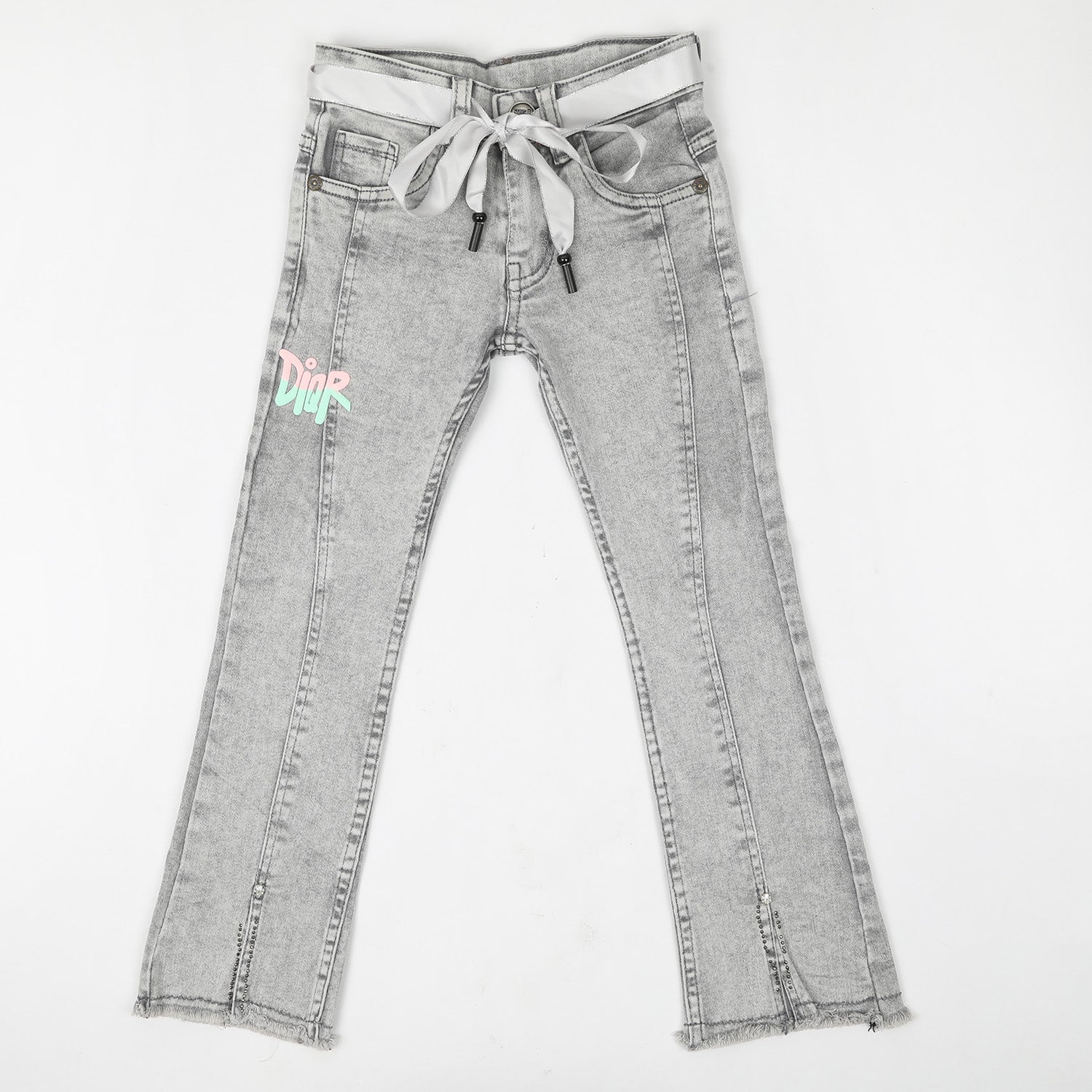 Girls Denim Pant - Light Grey, Girls Pants & Capri, Chase Value, Chase Value