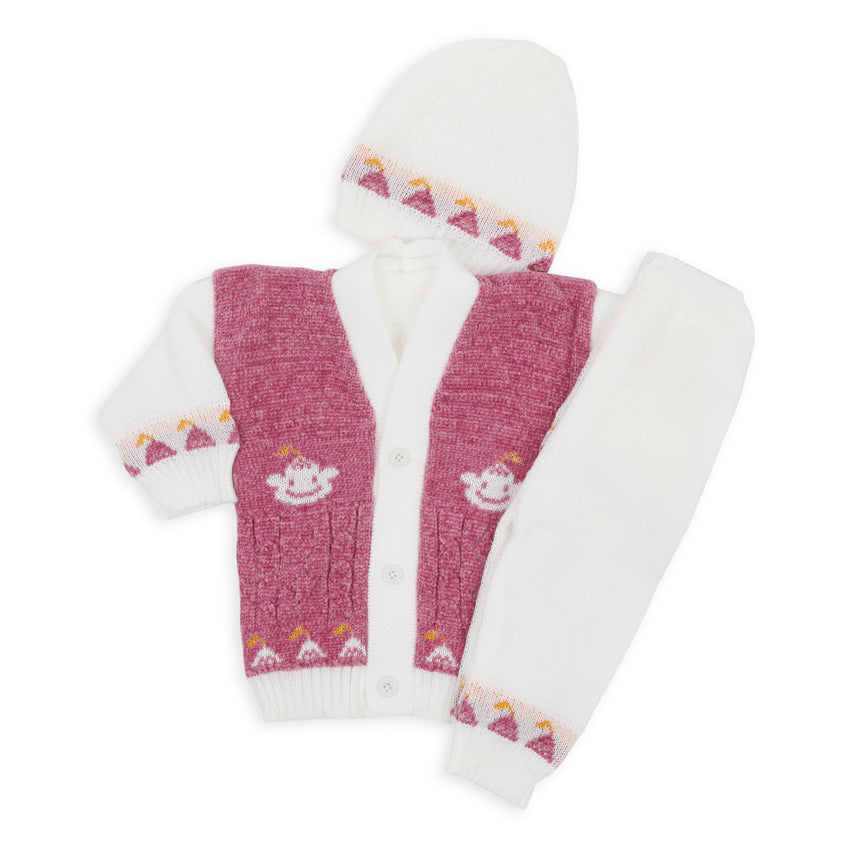 Newborn Boys Full Sleeves Sweater Suit - Tea Pink