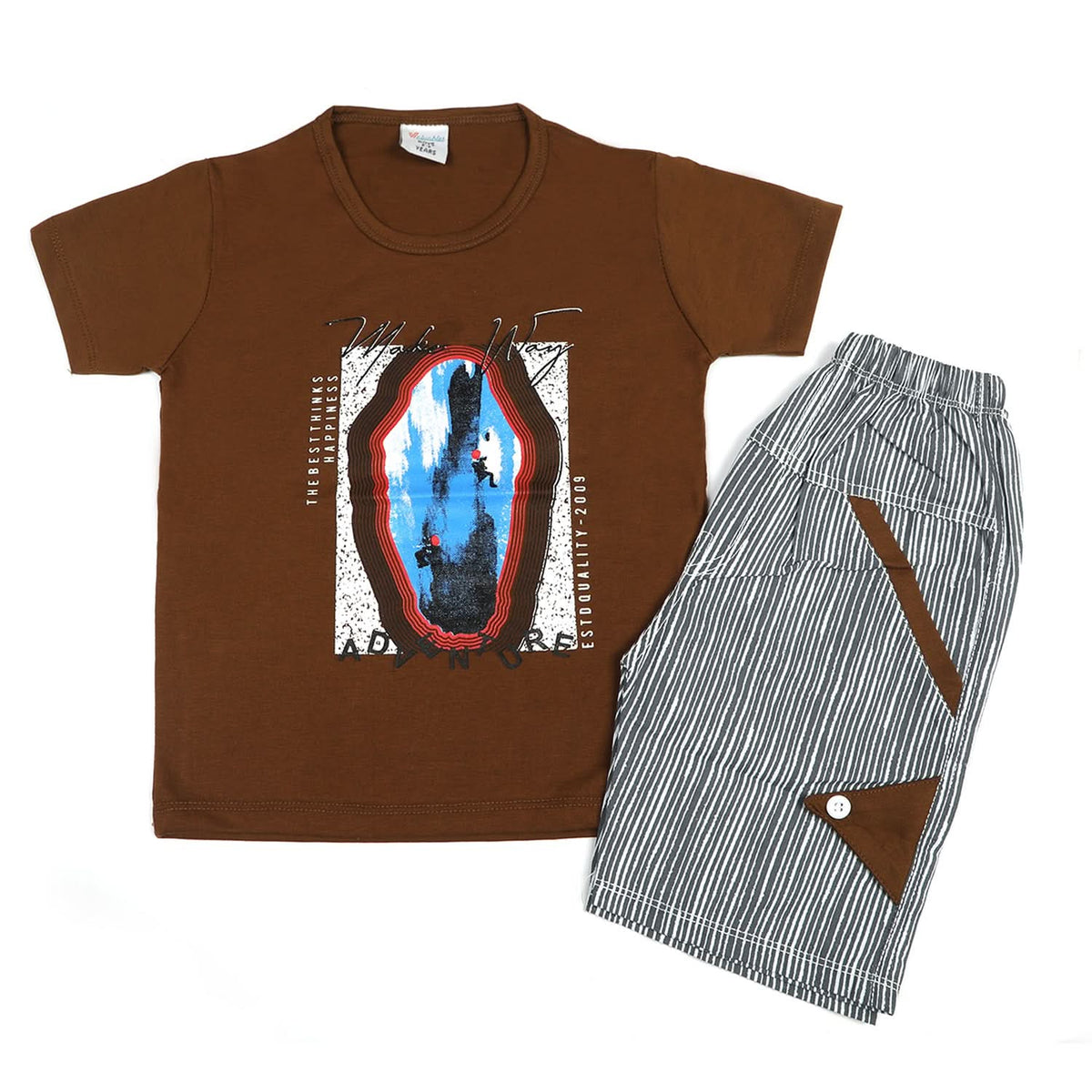 Boys Half Sleeves Short Suit - Brown, Boys Sets & Suits, Chase Value, Chase Value