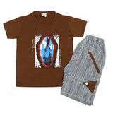 Boys Half Sleeves Short Suit - Brown, Boys Sets & Suits, Chase Value, Chase Value