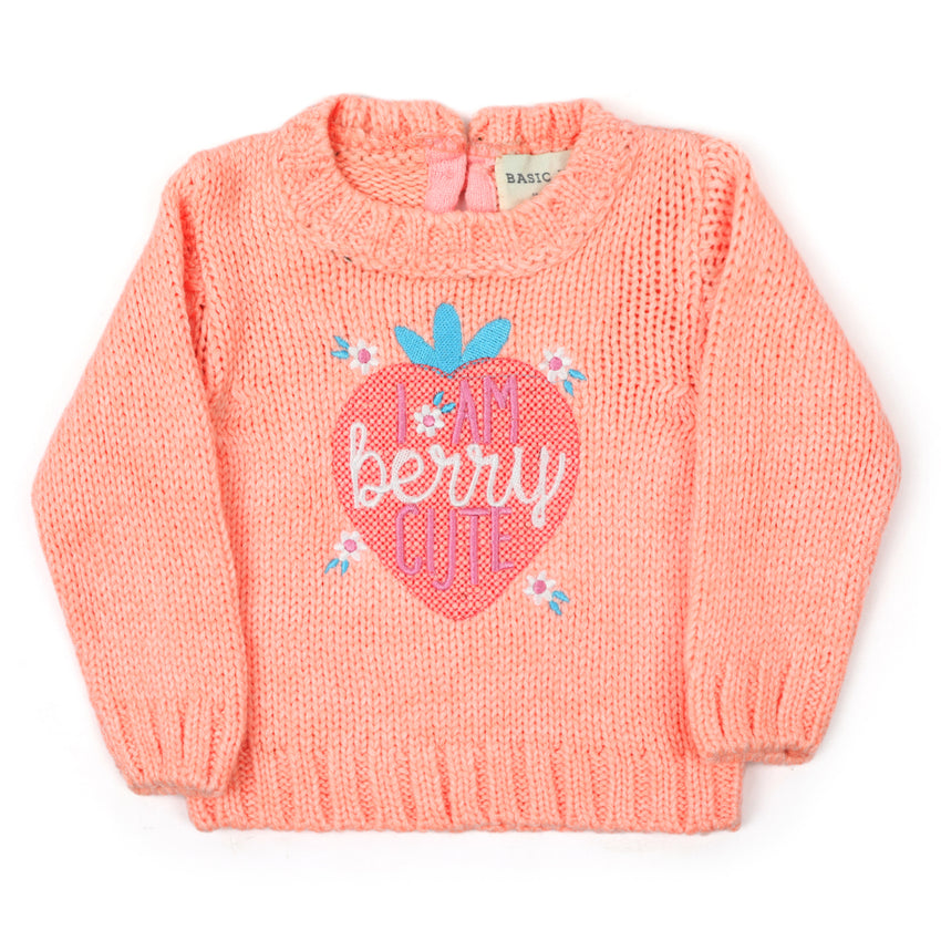 Newborn Girls Full Sleeves Sweater - Peach