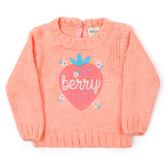 Newborn Girls Full Sleeves Sweater - Peach