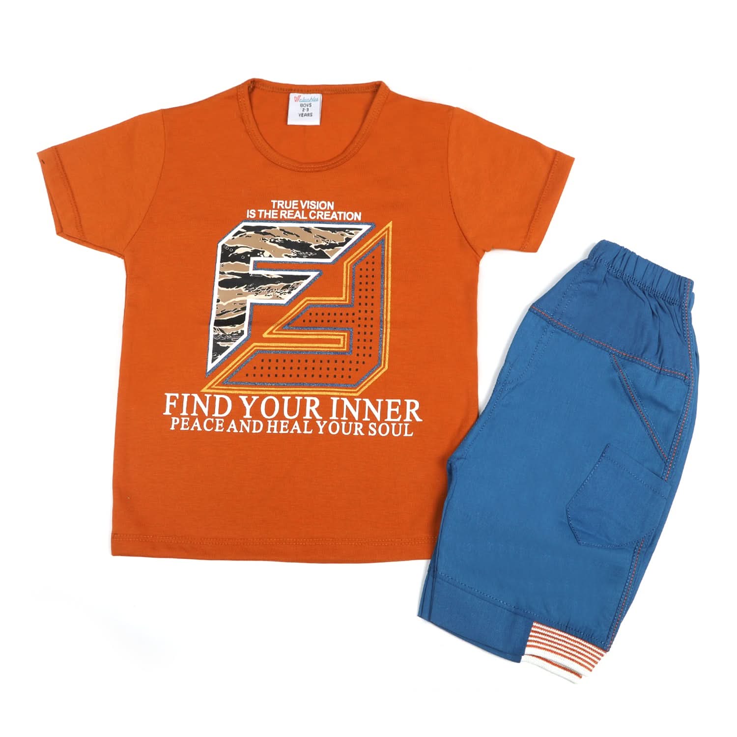 Boys Half Sleeves Short Suit - Rust, Boys Sets & Suits, Chase Value, Chase Value