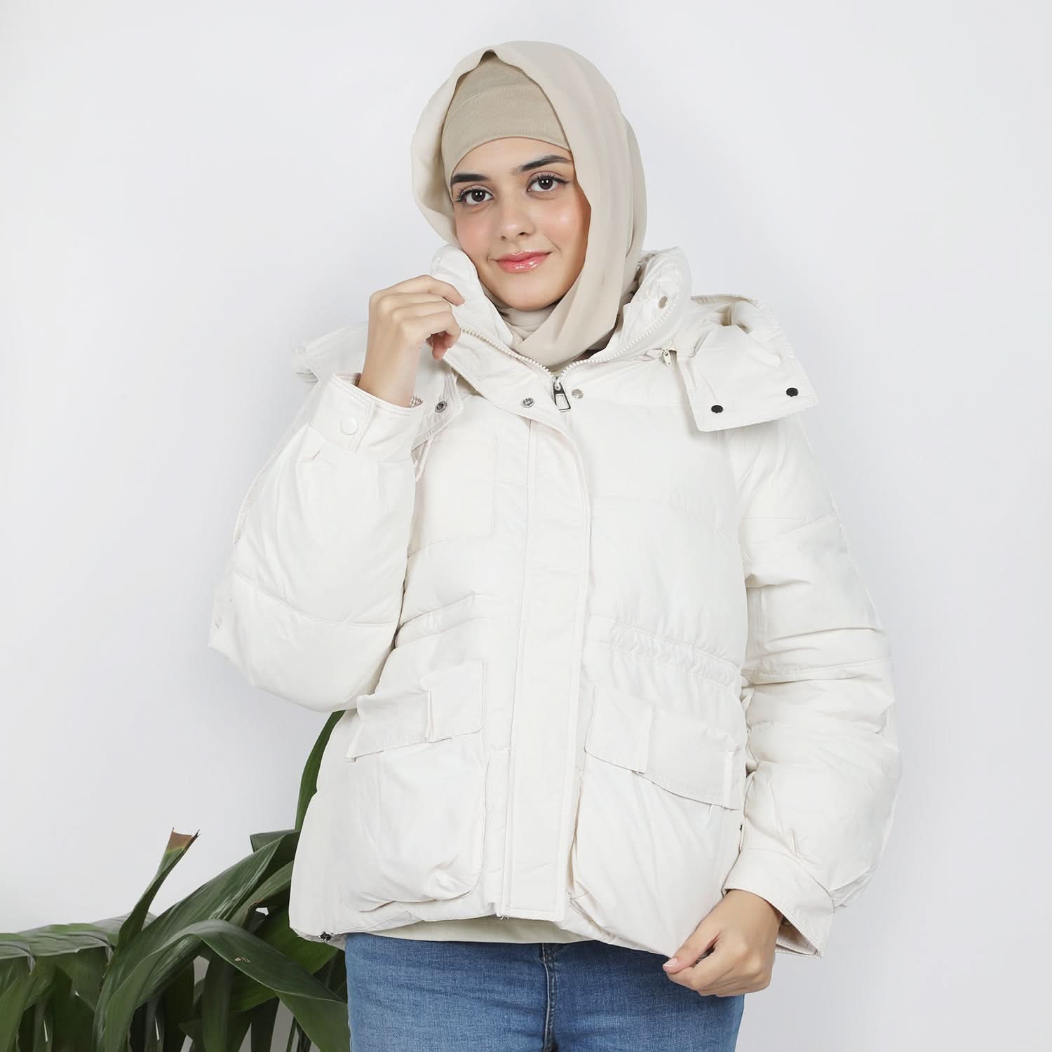 Women's Full Sleeves Jacket - Off White, Women Sweatshirts & Hoodies, Chase Value, Chase Value