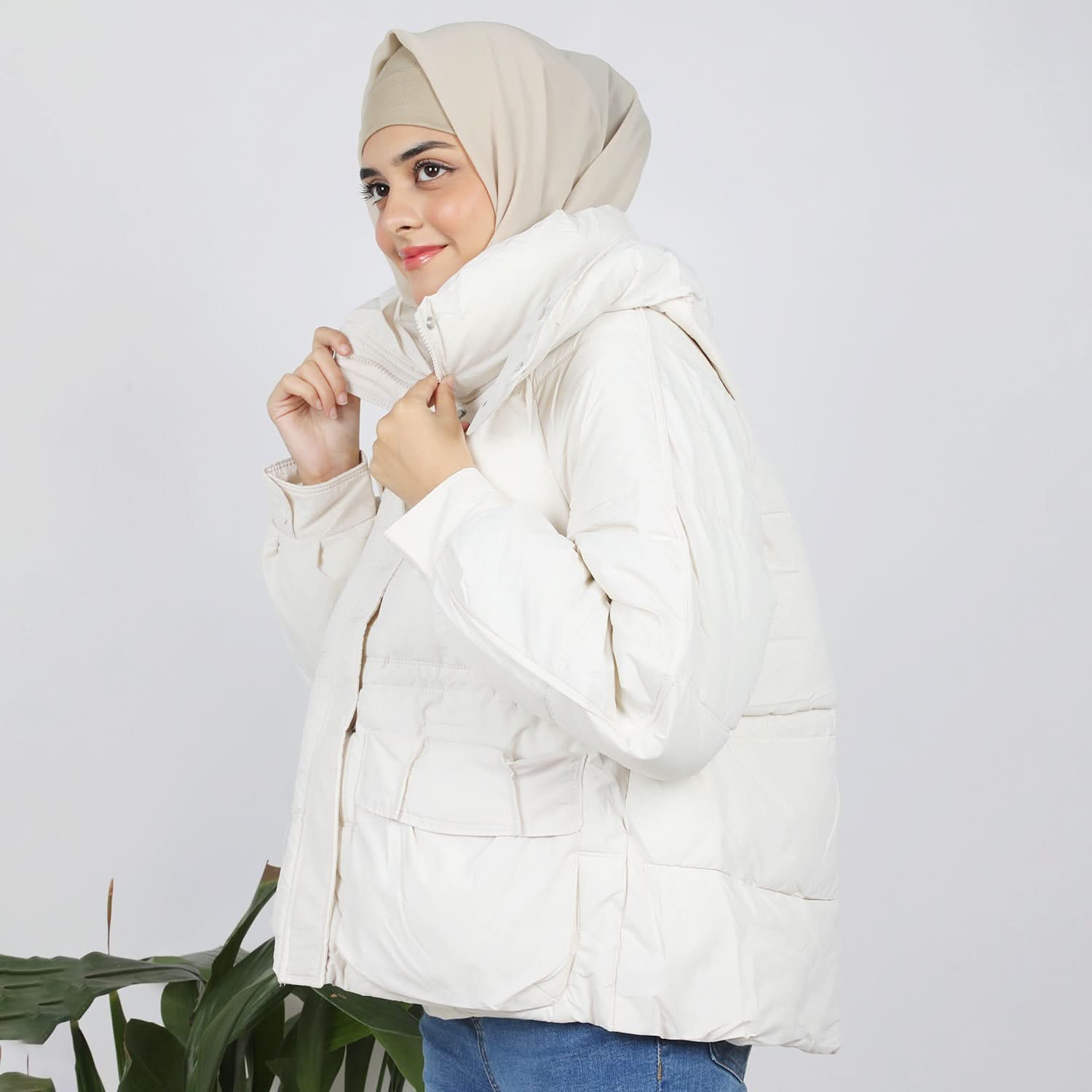 Women's Full Sleeves Jacket - Off White, Women Sweatshirts & Hoodies, Chase Value, Chase Value