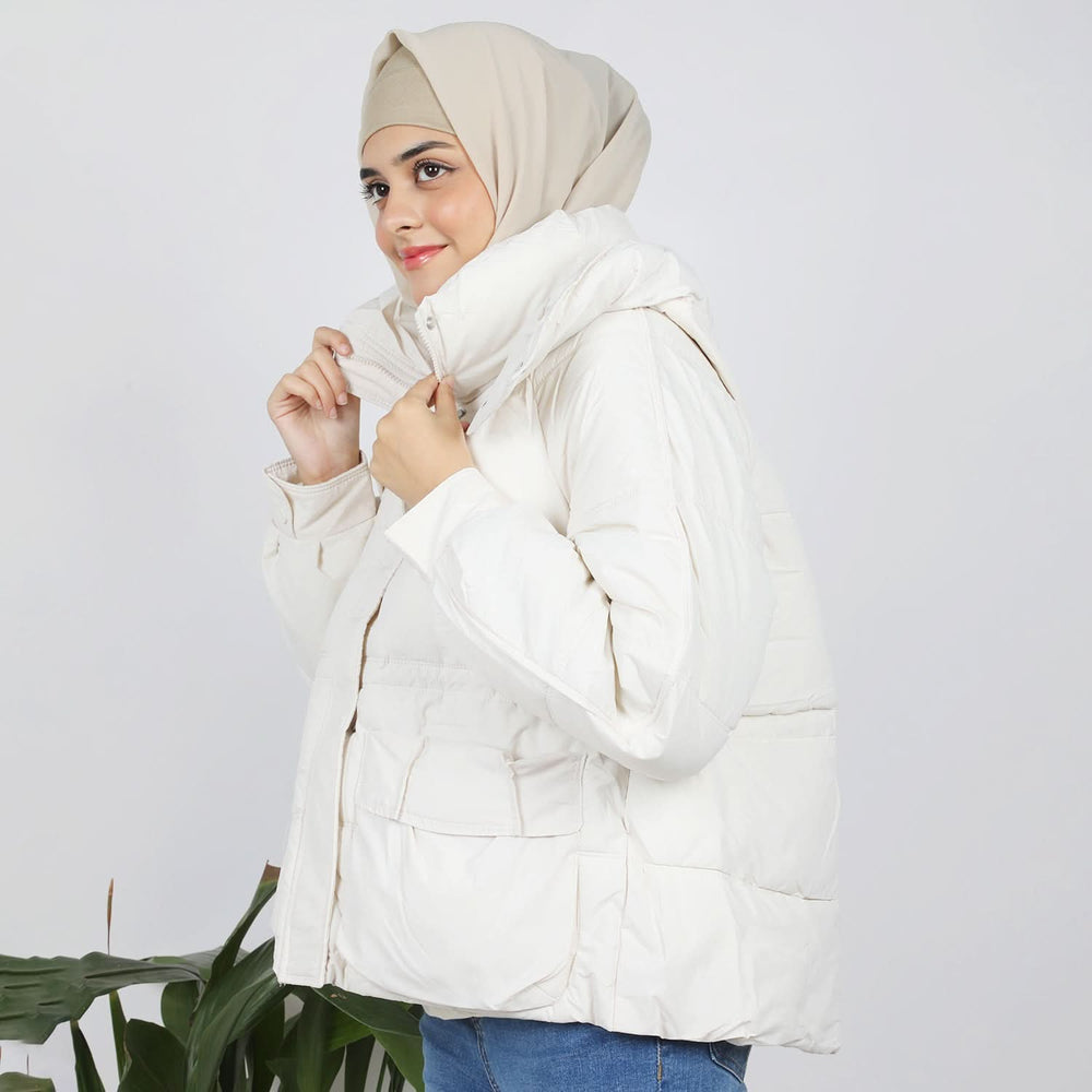 Women's Full Sleeves Jacket - Off White, Women Sweatshirts & Hoodies, Chase Value, Chase Value