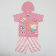 Newborn Girls Half Sleeves Suit - Pink